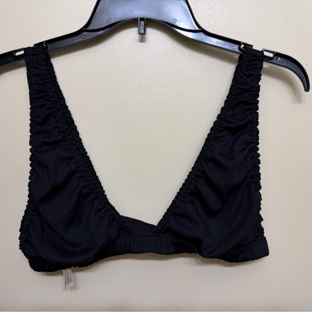 Free People Black Ribbed Triangle Bralette